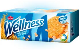 Печенье Wellness цельнозерновое с овсянными хлопьями и витаминами 210 гр